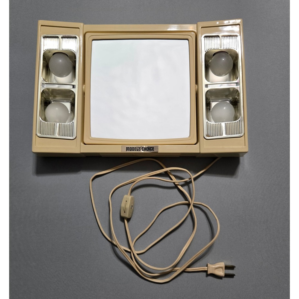 Vintage Models Choice Lighted Makeup Vanity Mirror Travel‎ Case Working Box 1970